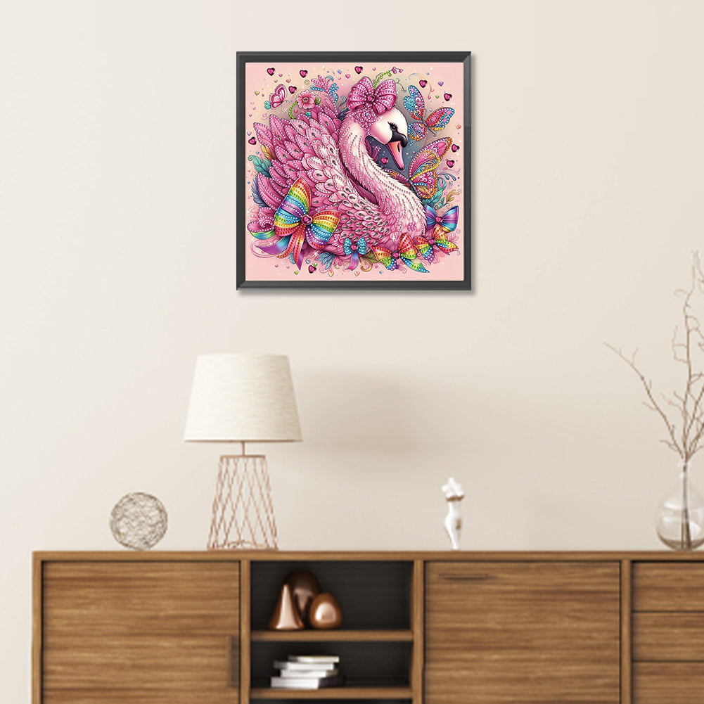 Pink Swan - Special Shaped Drill Diamond Painting 30*30CM