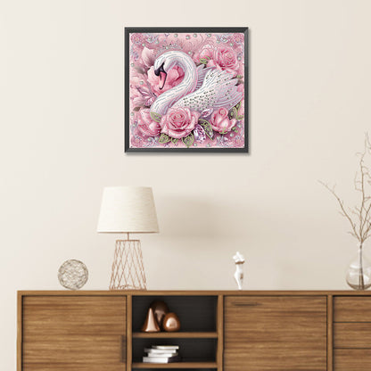 Pink Swan - Special Shaped Drill Diamond Painting 30*30CM