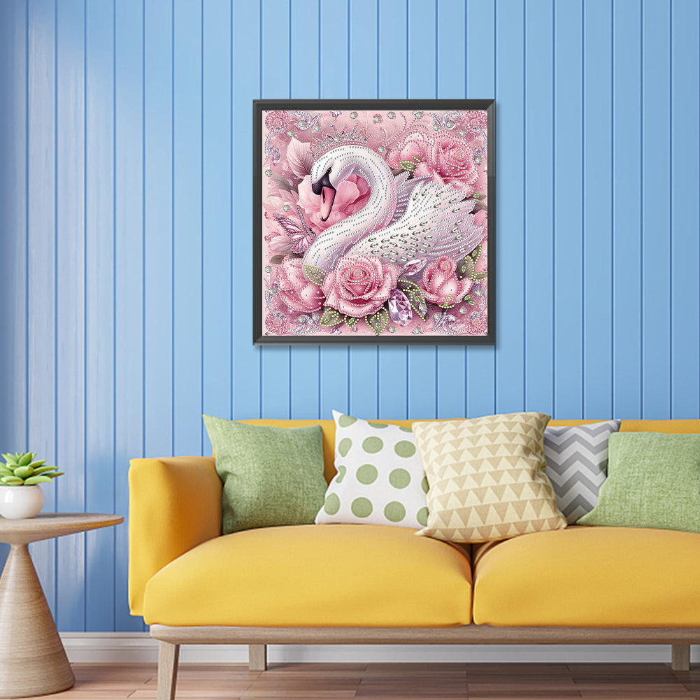 Pink Swan - Special Shaped Drill Diamond Painting 30*30CM