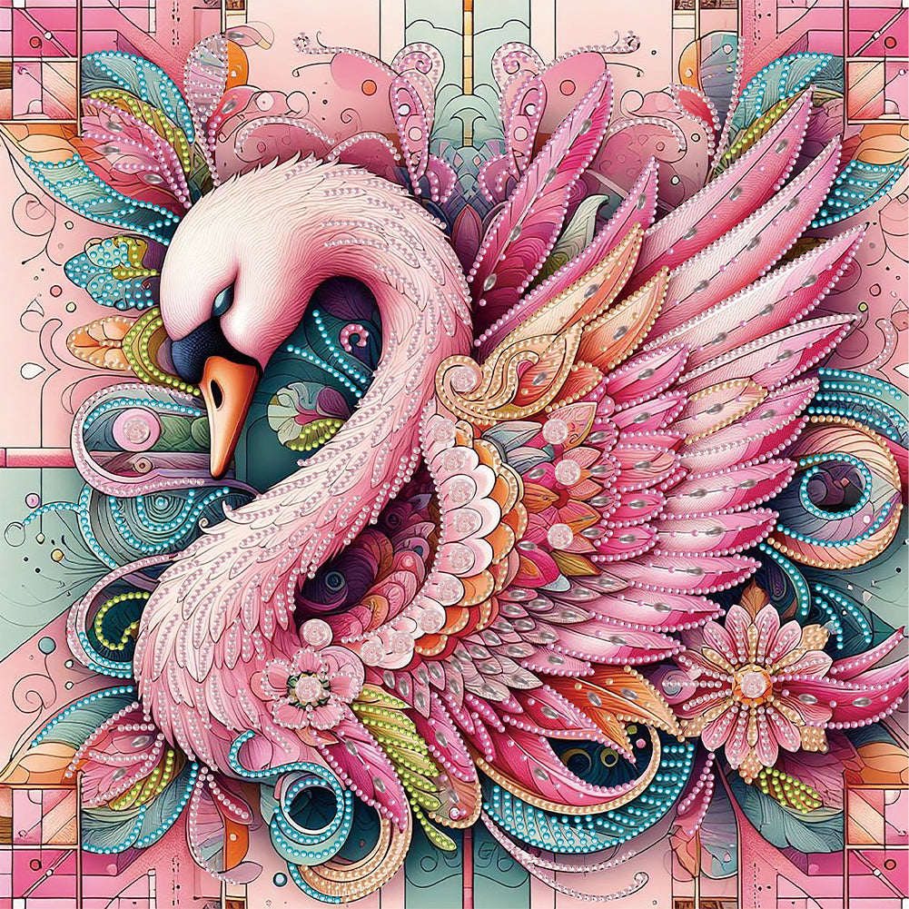 Pink Swan - Special Shaped Drill Diamond Painting 40*40CM