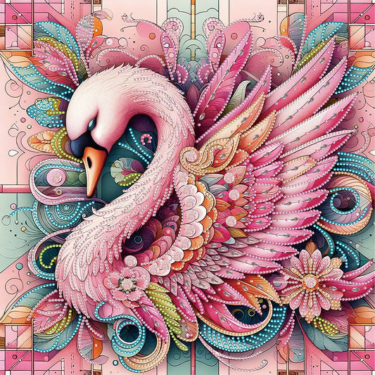 Pink Swan - Special Shaped Drill Diamond Painting 40*40CM