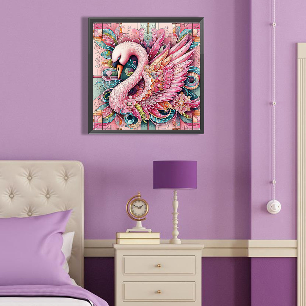 Pink Swan - Special Shaped Drill Diamond Painting 40*40CM