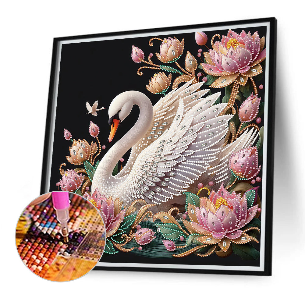 Lotus Swan - Special Shaped Drill Diamond Painting 40*40CM