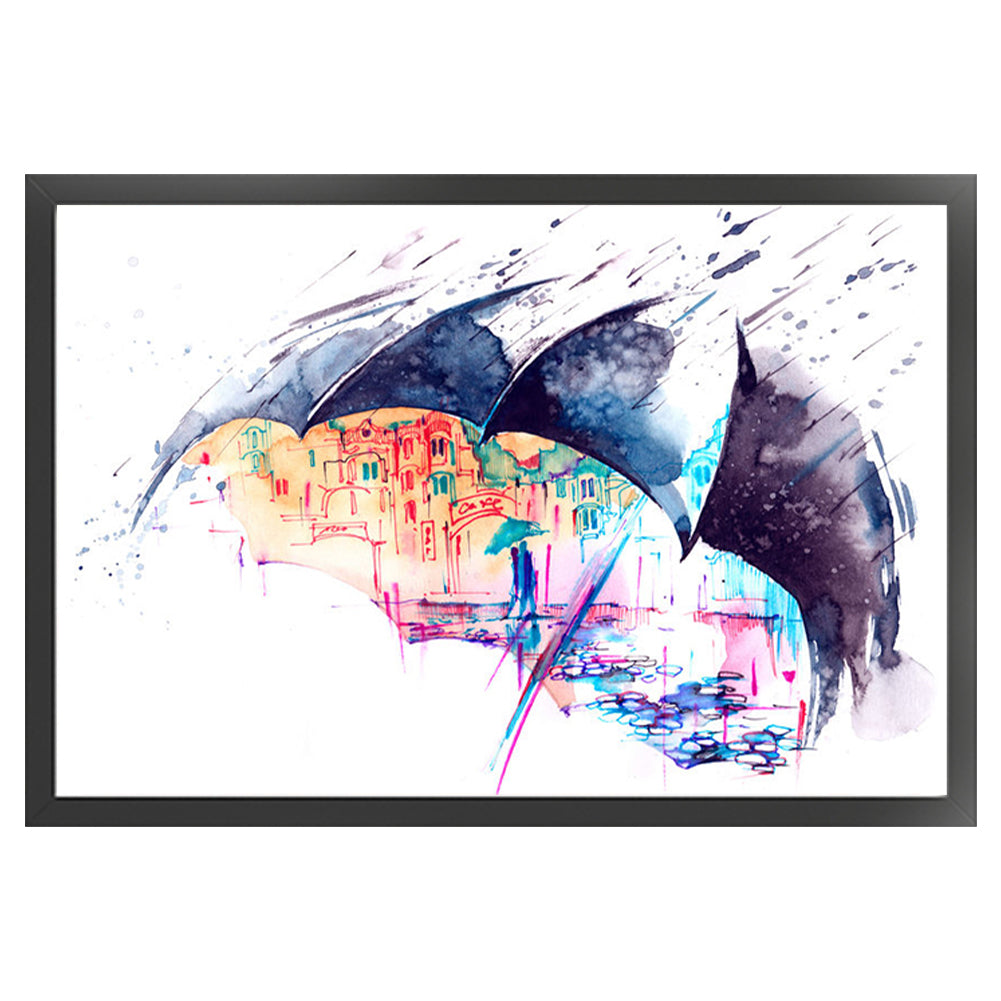 Simple Strokes Of City Under Umbrella - 14CT Stamped Cross Stitch 50*35CM