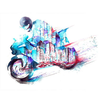 Simple Strokes Of Motorcycle In The City - 14CT Stamped Cross Stitch 50*40CM