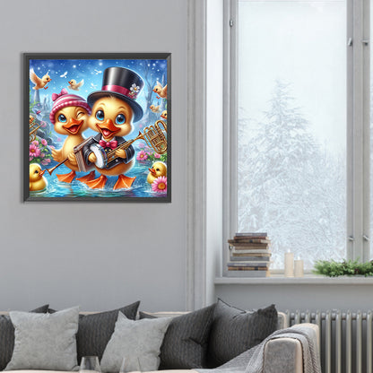Two Little Yellow Ducks - Full Round Drill Diamond Painting 30*30CM
