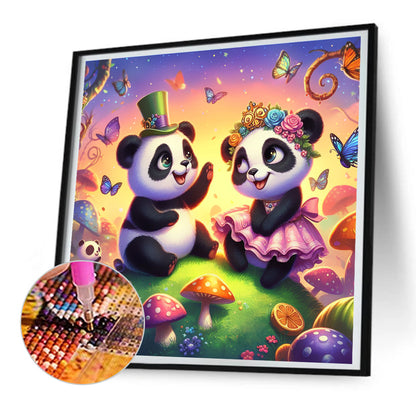 Two Pandas - Full Round Drill Diamond Painting 30*30CM