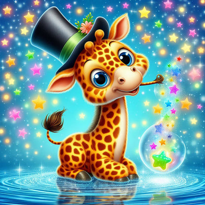 Magician Giraffe - Full Round Drill Diamond Painting 30*30CM