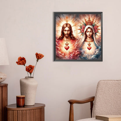 Jesus And The Virgin - Full Round Drill Diamond Painting 30*30CM