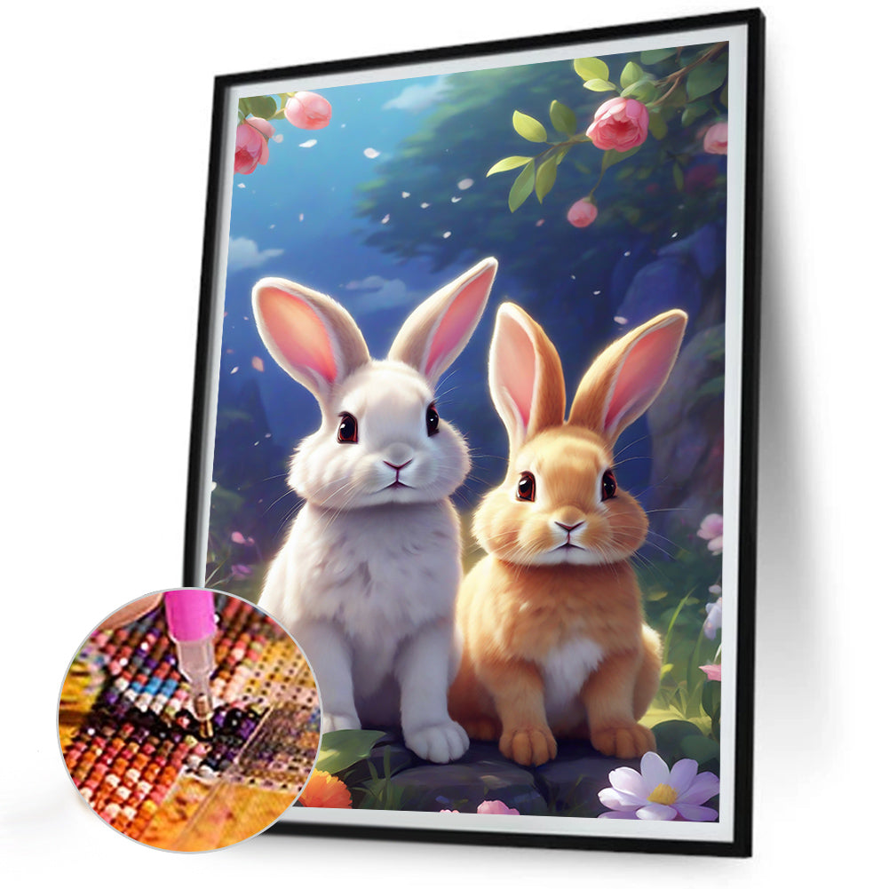 Garden Rabbit - Full Round Drill Diamond Painting 30*40CM