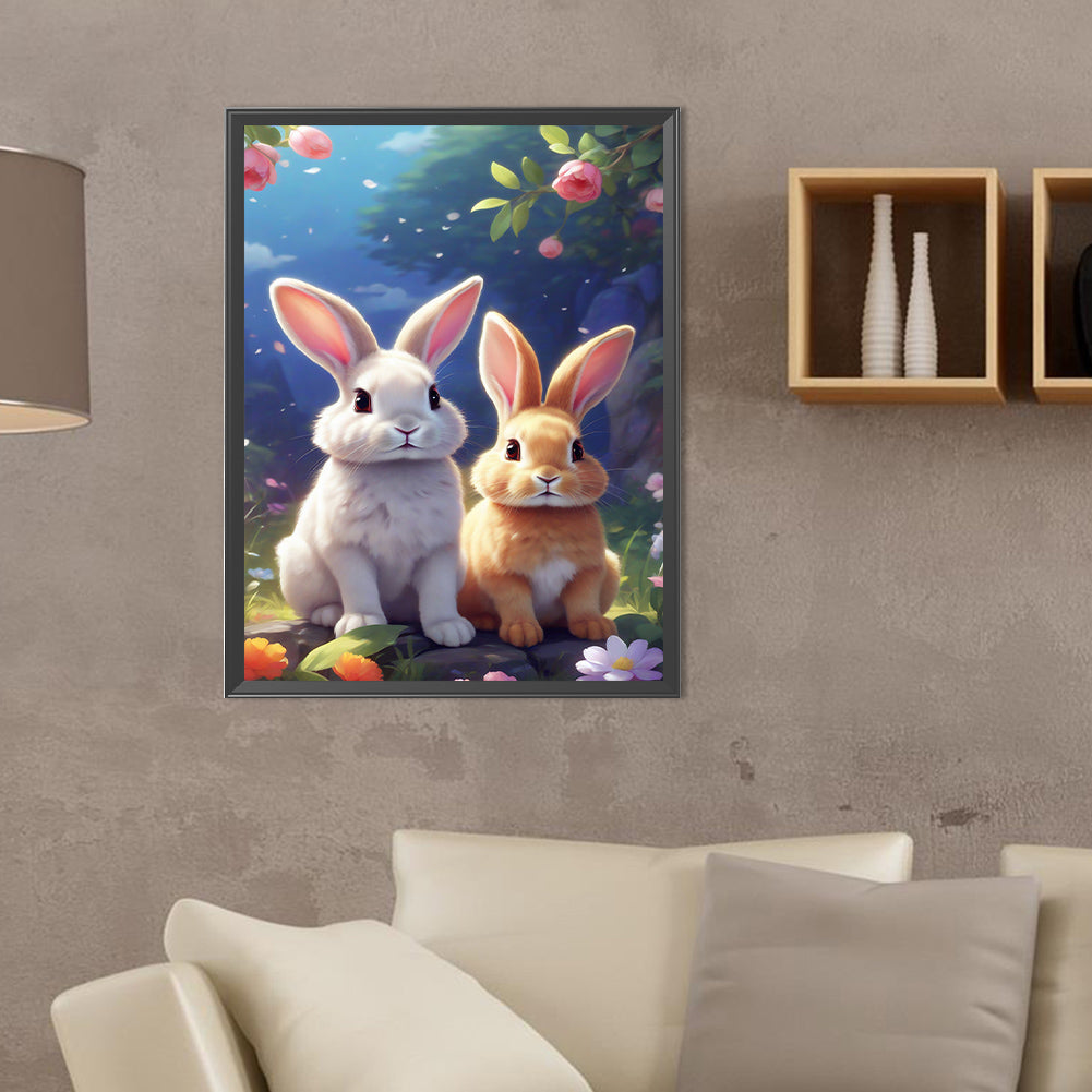 Garden Rabbit - Full Round Drill Diamond Painting 30*40CM