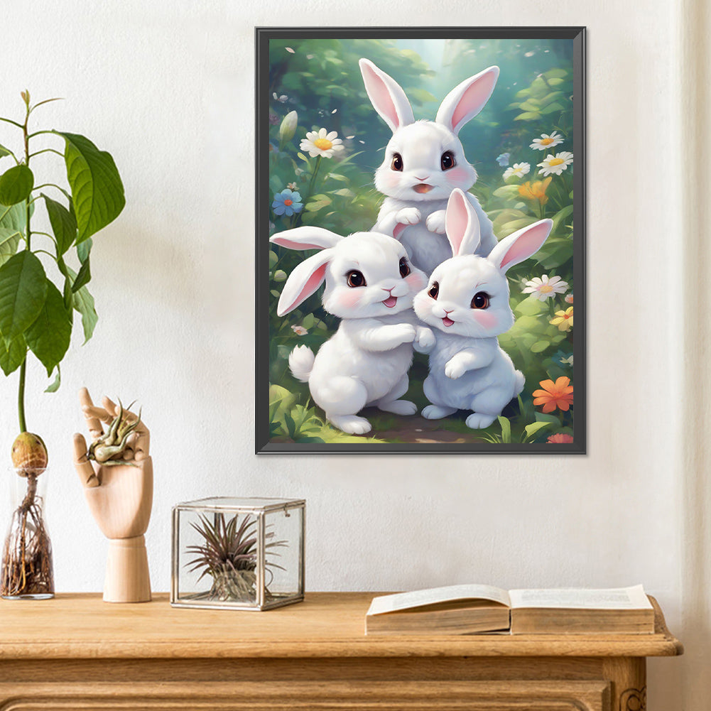 Garden Rabbit - Full Round Drill Diamond Painting 30*40CM