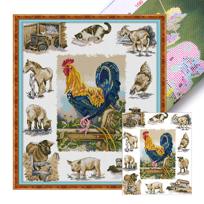 Domesticated Animals - 14CT Stamped Cross Stitch 51*59CM(Joy Sunday)