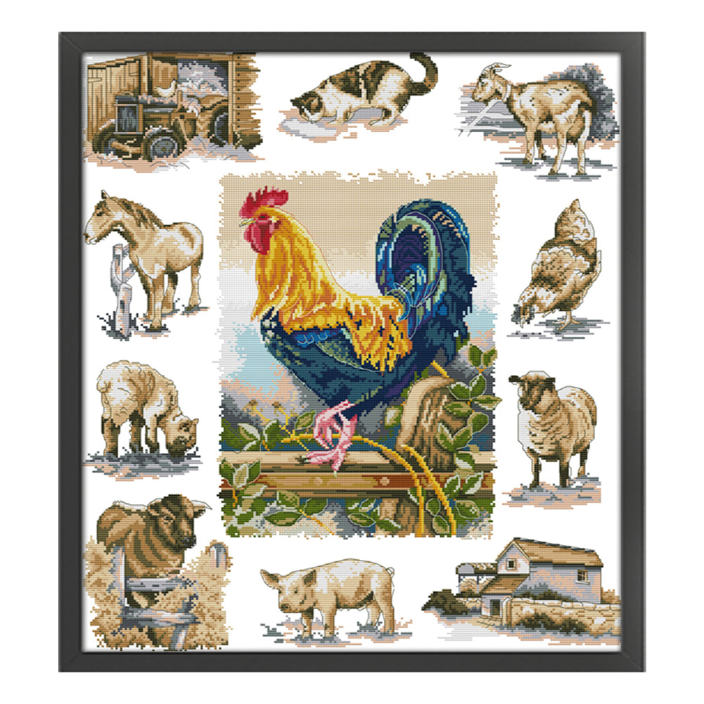 Domesticated Animals - 14CT Stamped Cross Stitch 51*59CM(Joy Sunday)