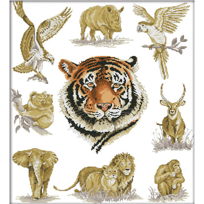 King Of Animals - 14CT Stamped Cross Stitch 52*61CM(Joy Sunday)