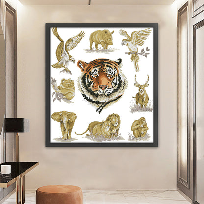 King Of Animals - 14CT Stamped Cross Stitch 52*61CM(Joy Sunday)