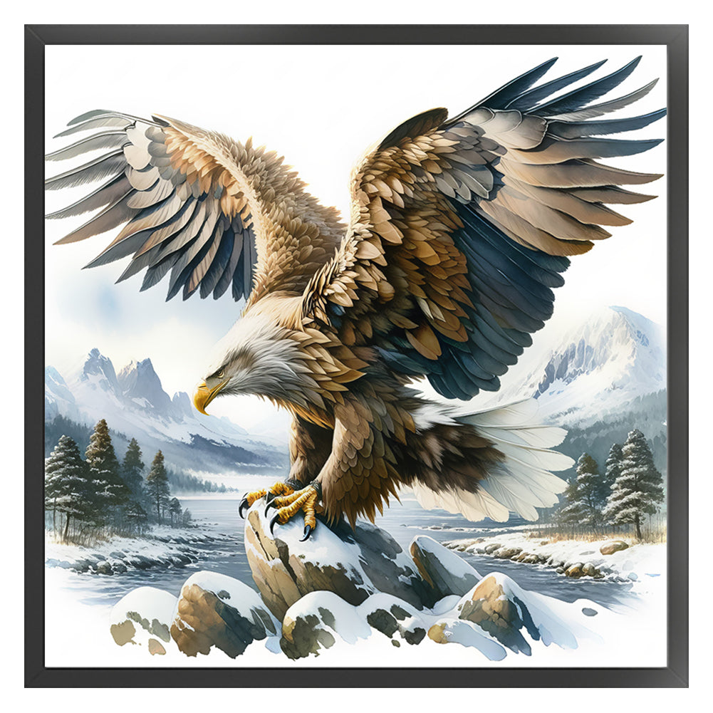 Eagle On Snowy Mountain - 11CT Stamped Cross Stitch 40*40CM