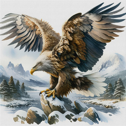 Eagle On Snowy Mountain - 11CT Stamped Cross Stitch 40*40CM