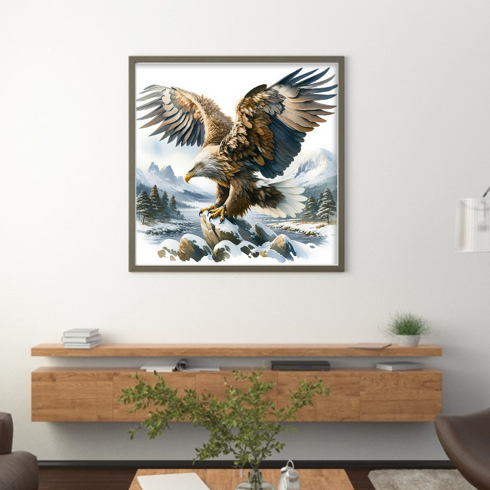 Eagle On Snowy Mountain - 11CT Stamped Cross Stitch 40*40CM