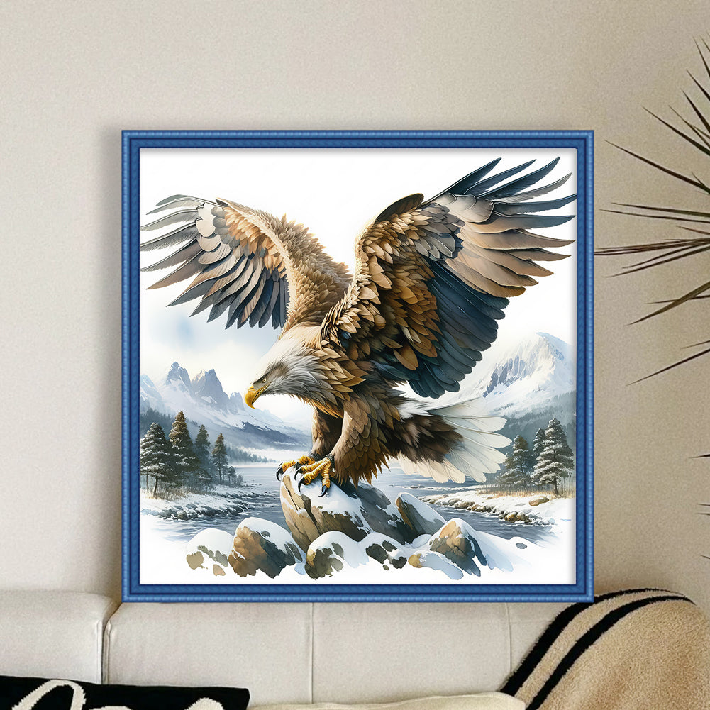 Eagle On Snowy Mountain - 11CT Stamped Cross Stitch 40*40CM