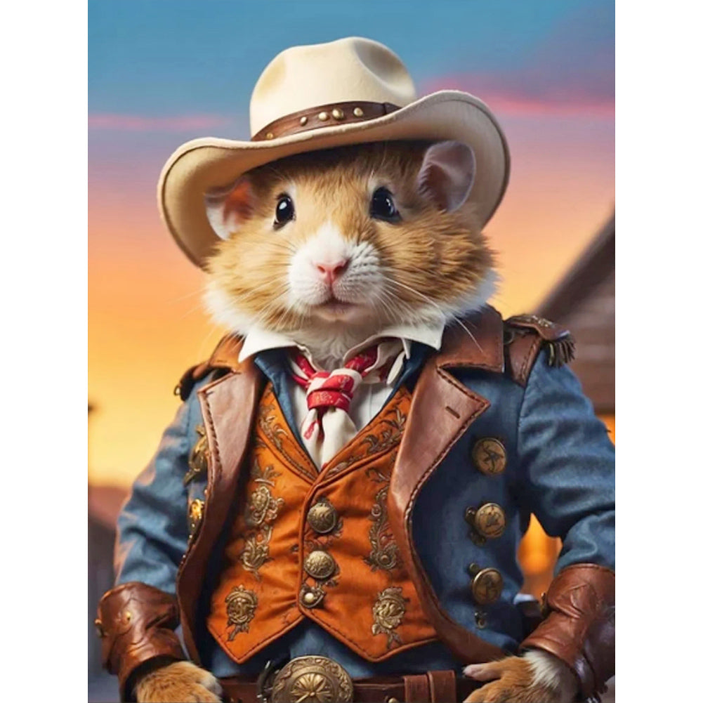 Handsome Western Cowboy Squirrel - Full Round Drill Diamond Painting 30*40CM