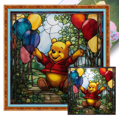 Glass Painting-Winnie The Pooh - 11CT Stamped Cross Stitch 40*40CM