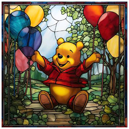 Glass Painting-Winnie The Pooh - 11CT Stamped Cross Stitch 40*40CM