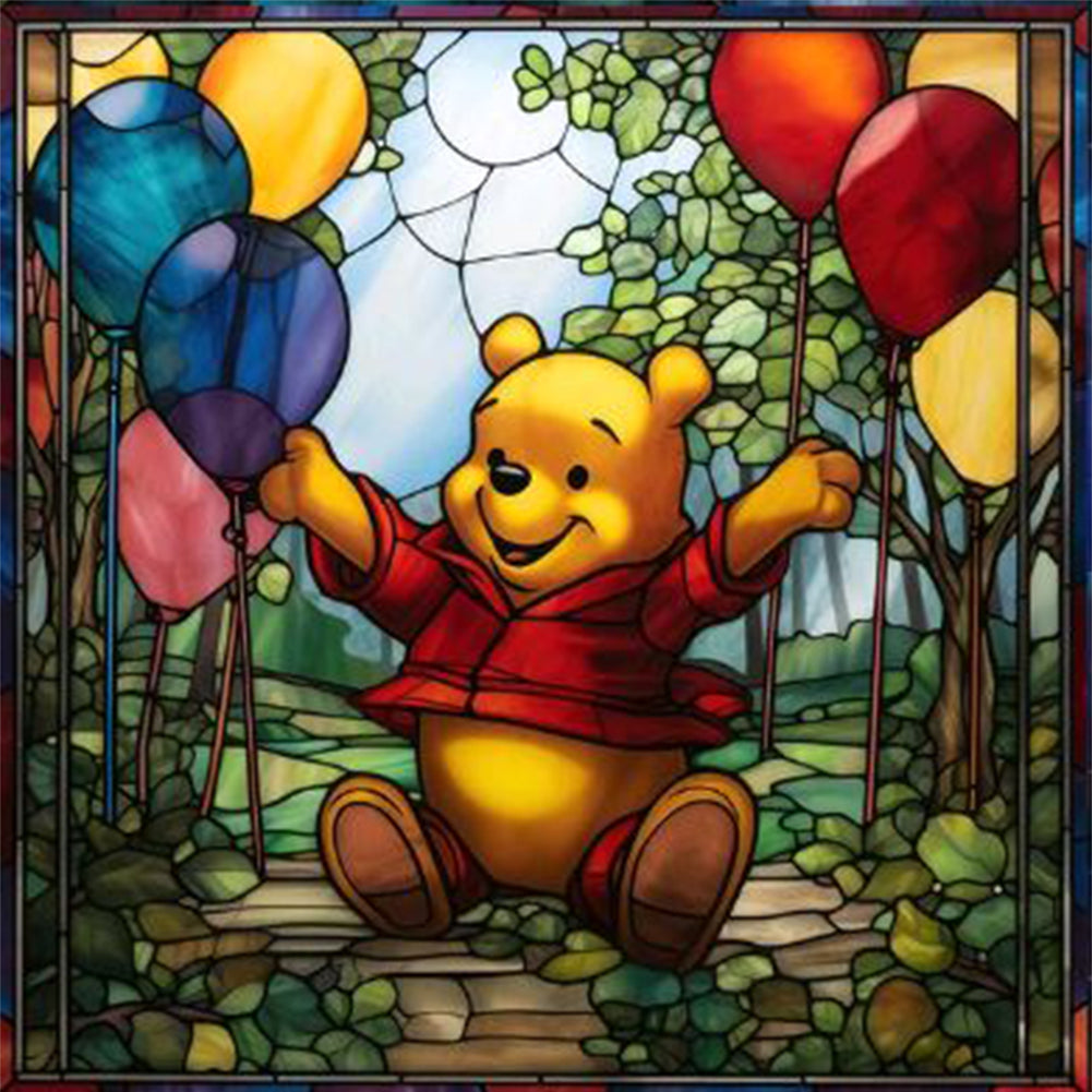 Glass Painting-Winnie The Pooh - 11CT Stamped Cross Stitch 40*40CM