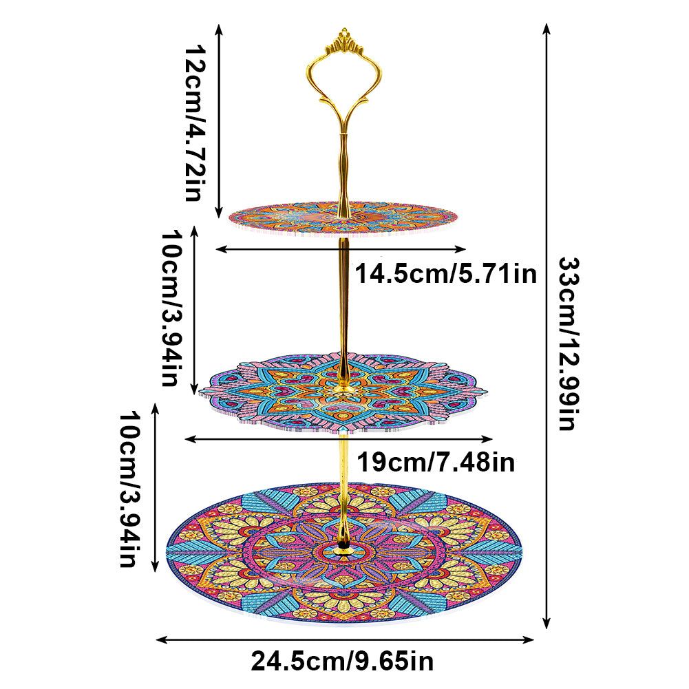 3-Tiered Diamond Painting Serving Tray for Coffee Table Serving Serving Food