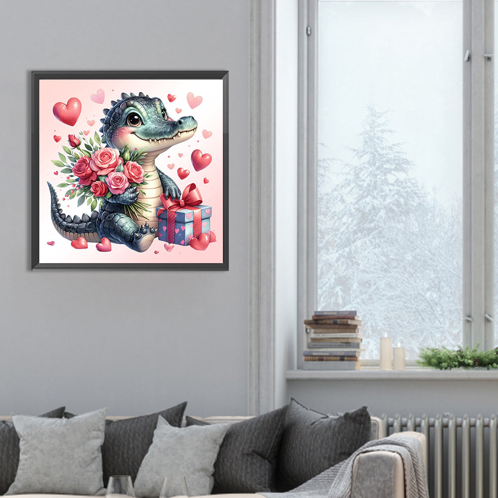 Love Rose Crocodile - Full Round Drill Diamond Painting 30*30CM