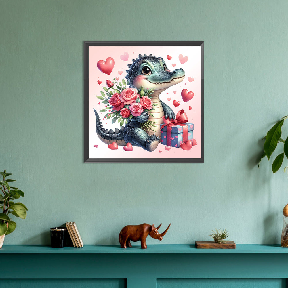 Love Rose Crocodile - Full Round Drill Diamond Painting 30*30CM