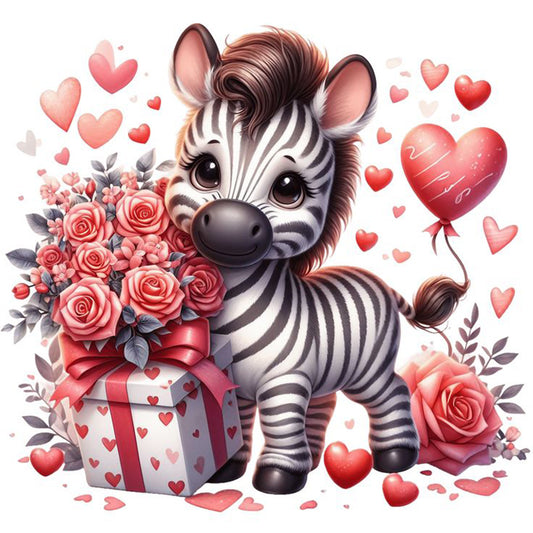 Heart Rose Zebra - Full Round Drill Diamond Painting 30*30CM