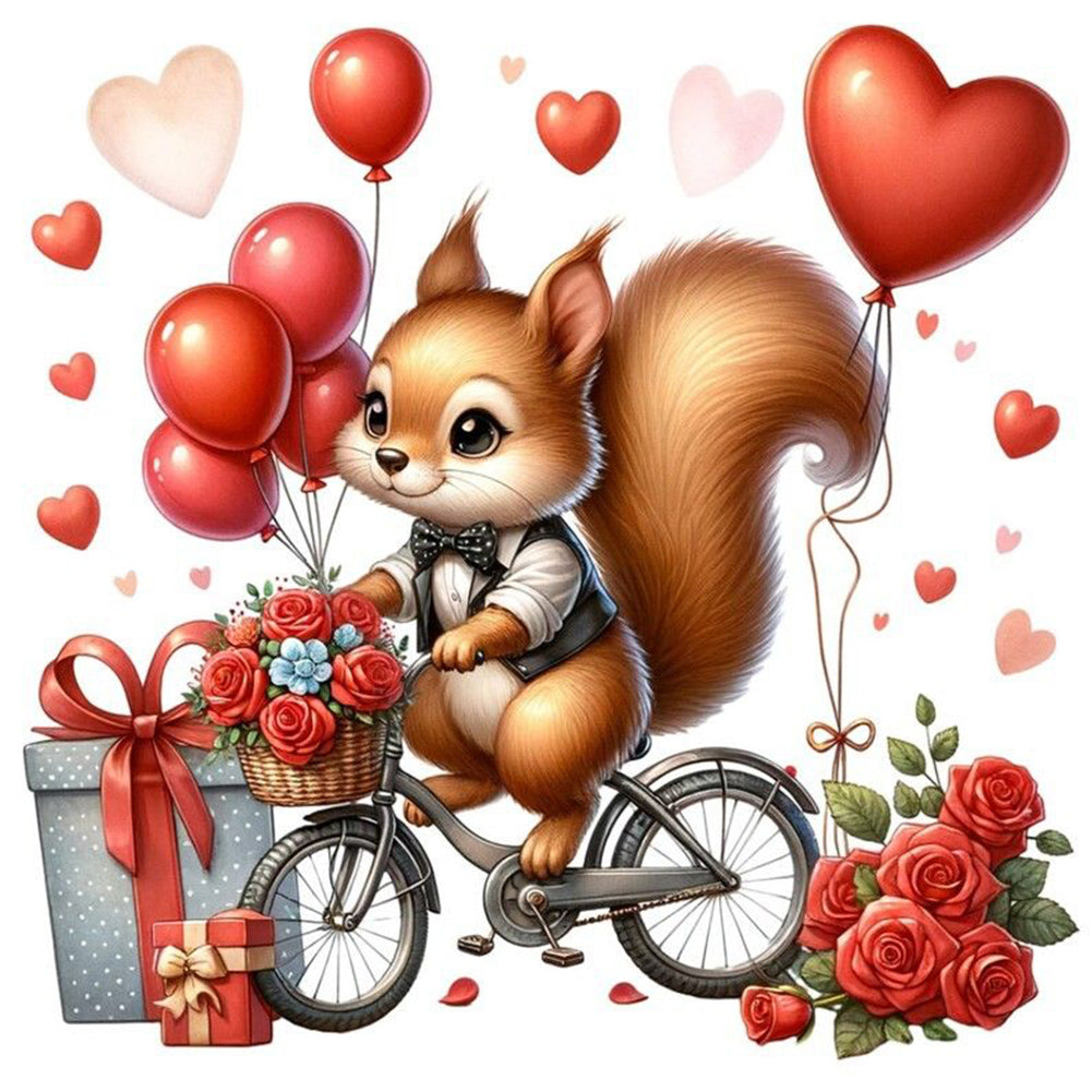 Love Rose Squirrel - Full Round Drill Diamond Painting 30*30CM