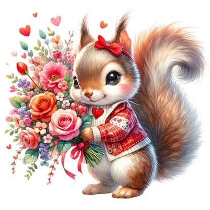 Love Rose Squirrel - Full Round Drill Diamond Painting 30*30CM