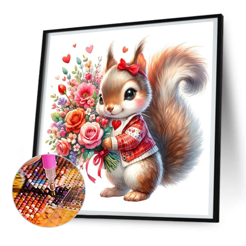 Love Rose Squirrel - Full Round Drill Diamond Painting 30*30CM