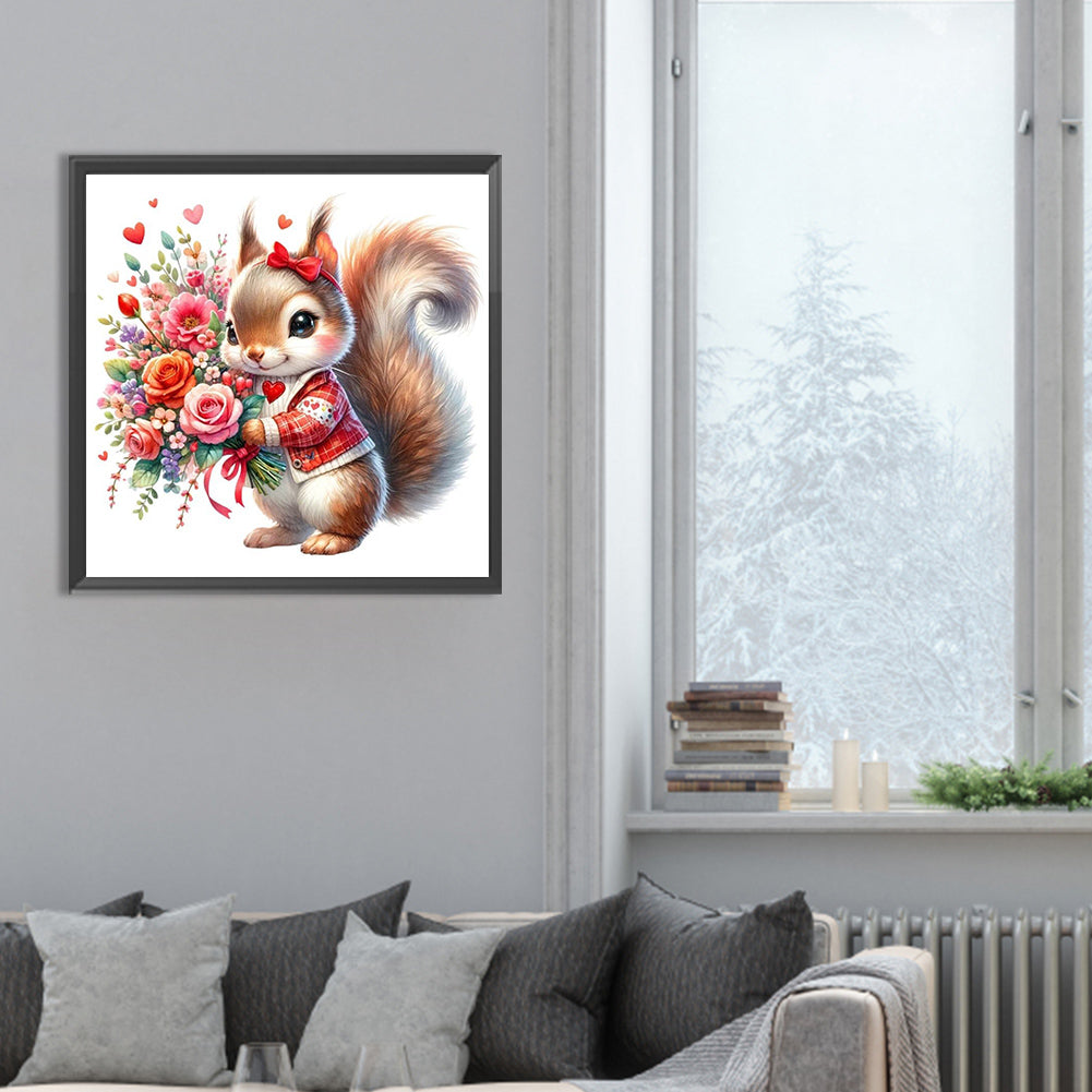 Love Rose Squirrel - Full Round Drill Diamond Painting 30*30CM