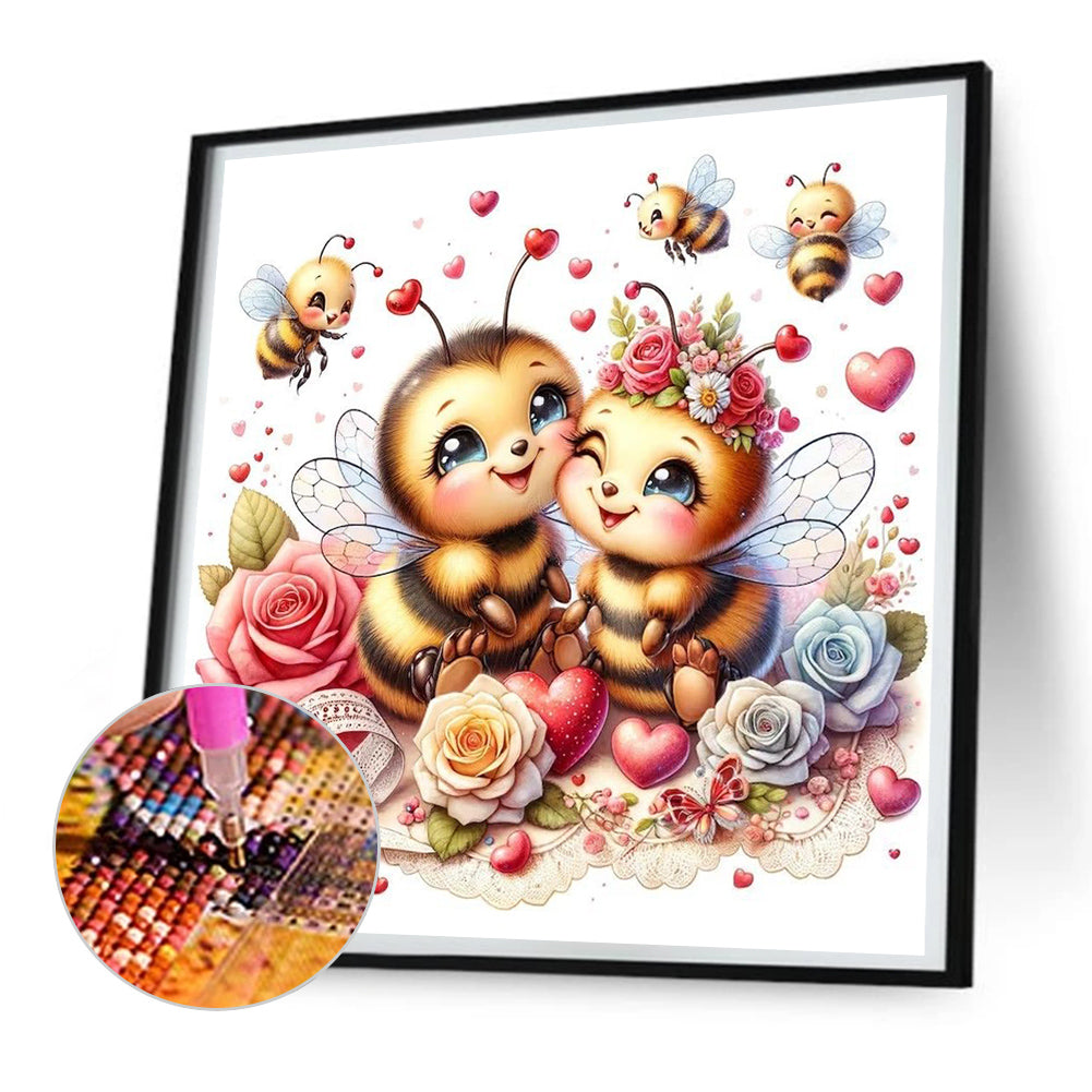 Love Rose Bee - Full Round Drill Diamond Painting 30*30CM