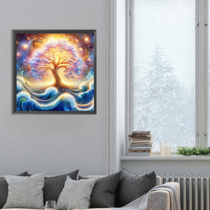 Cosmic Galaxy Tree - Full Round Drill Diamond Painting 30*30CM