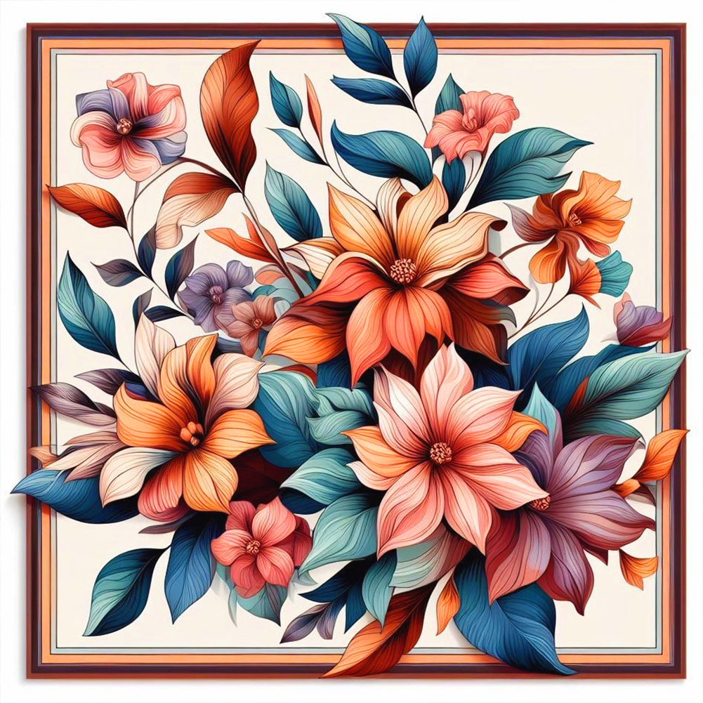 Frame Flowers - Full Round Drill Diamond Painting 30*30CM
