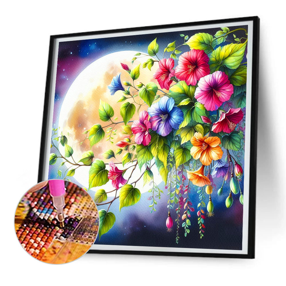 Morning Glory Under The Moon - Full Round Drill Diamond Painting 30*30CM