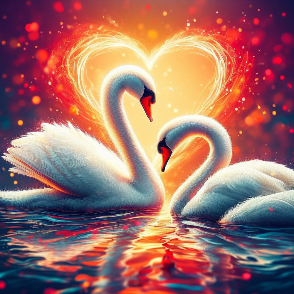 Love Swan - Full Round Drill Diamond Painting 40*40CM