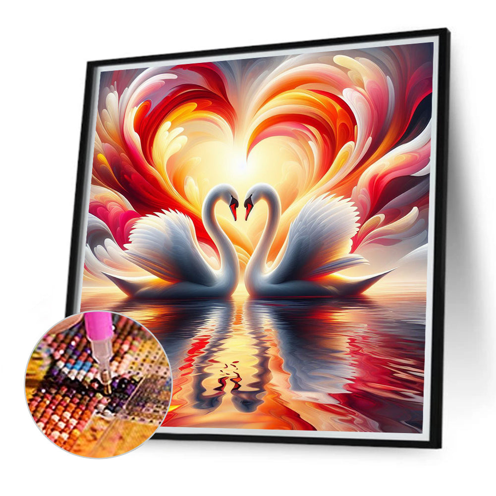 Swan - Full Round Drill Diamond Painting 40*40CM