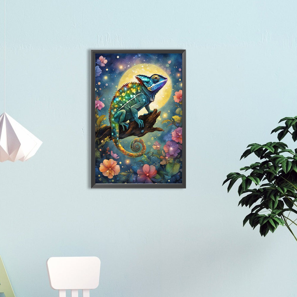 Chameleon Under The Moon - Full Round Drill Diamond Painting 40*60CM