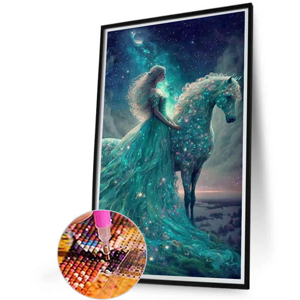 Horse And Princess Under The Starry Sky - Full AB Round Drill Diamond Painting 40*60CM