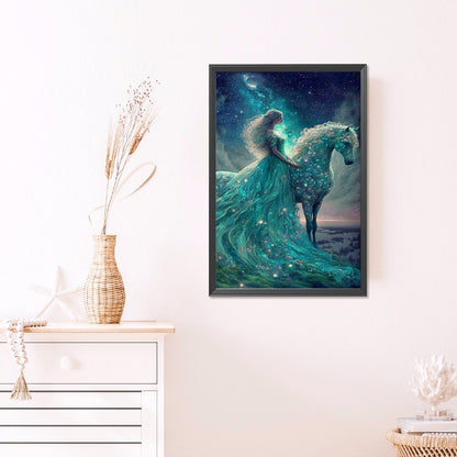 Horse And Princess Under The Starry Sky - Full AB Round Drill Diamond Painting 40*60CM