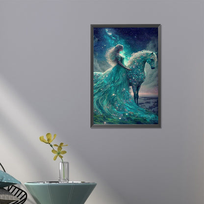 Horse And Princess Under The Starry Sky - Full AB Round Drill Diamond Painting 40*60CM