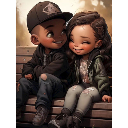 Sweet Couple - Full Round Drill Diamond Painting 30*40CM