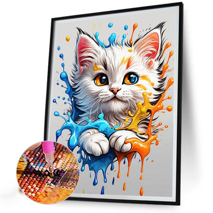 Colorful Ink Cat - Full Square Drill Diamond Painting 30*40CM