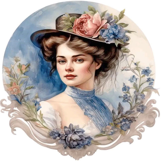 French Elegant Lady - Full Round Drill Diamond Painting 30*30CM