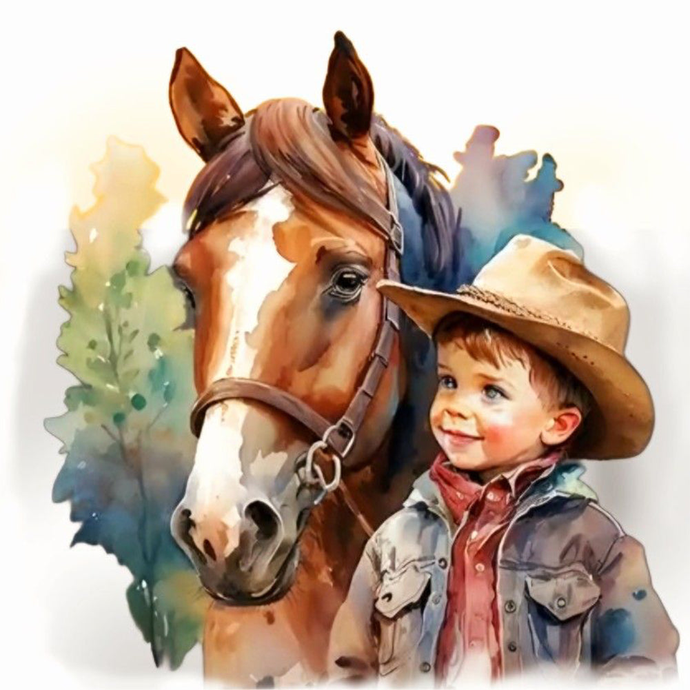 Western Cowboy Doll - Full Round Drill Diamond Painting 30*30CM